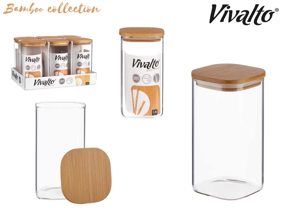 Tarro borosilicato con tapa bambú 1500ml - Imagen 3