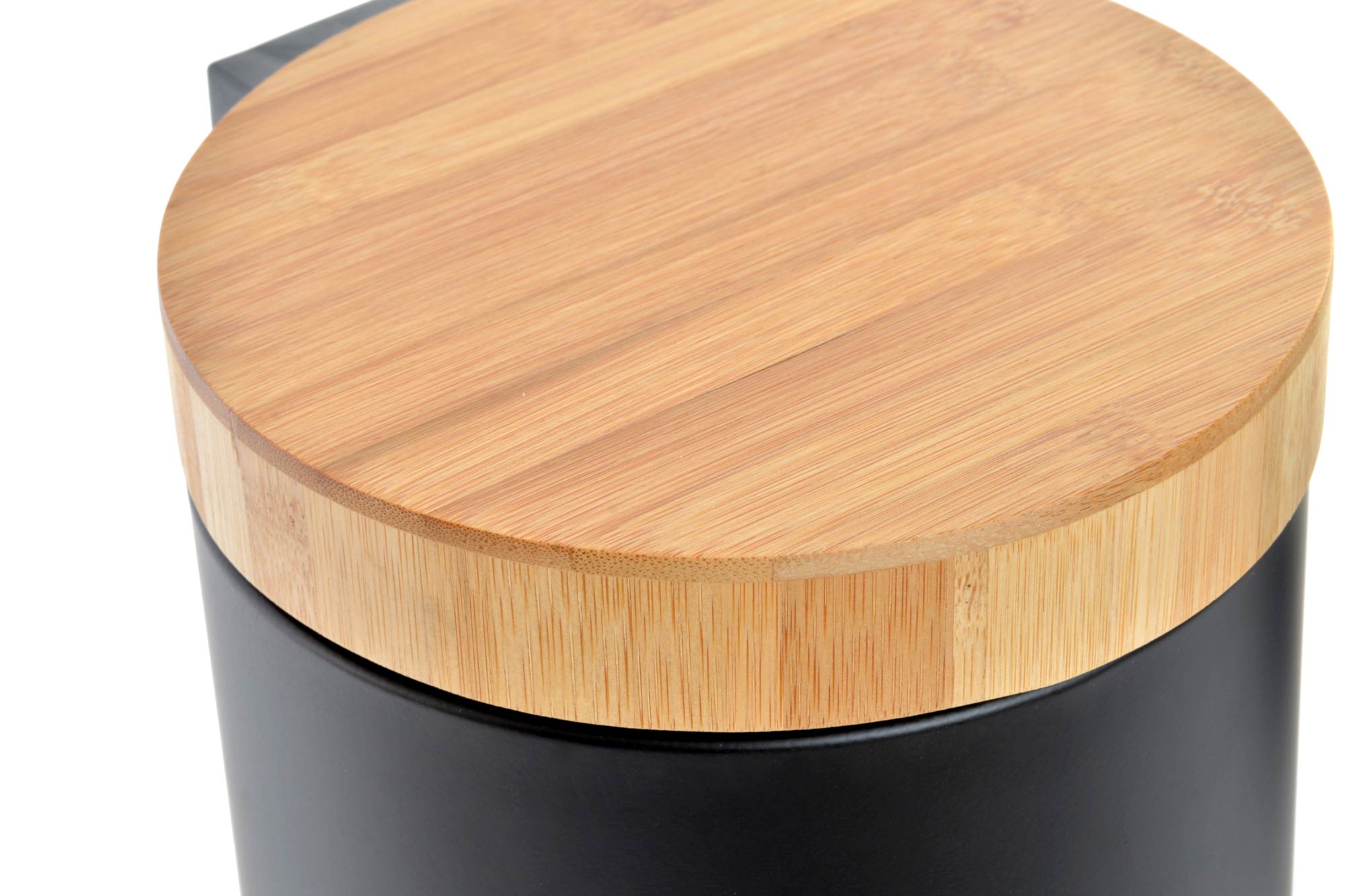 Papelera metal negro y bambú - Imagen 2