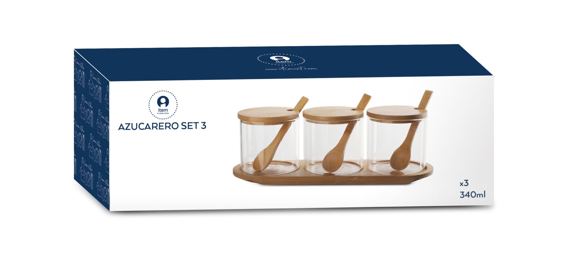 Set de 3 recipientes de borosilicato y bambú con bandeja - Imagen 4